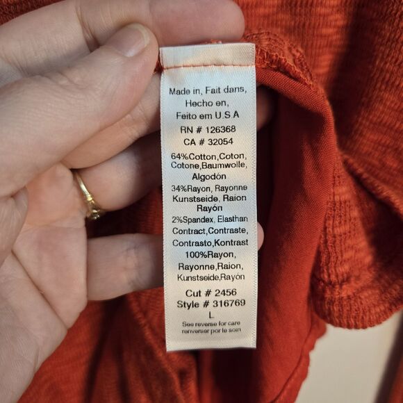 Left Of Center Orange Asymmetrical Hem Top Womens Large - Picture 4 of 5